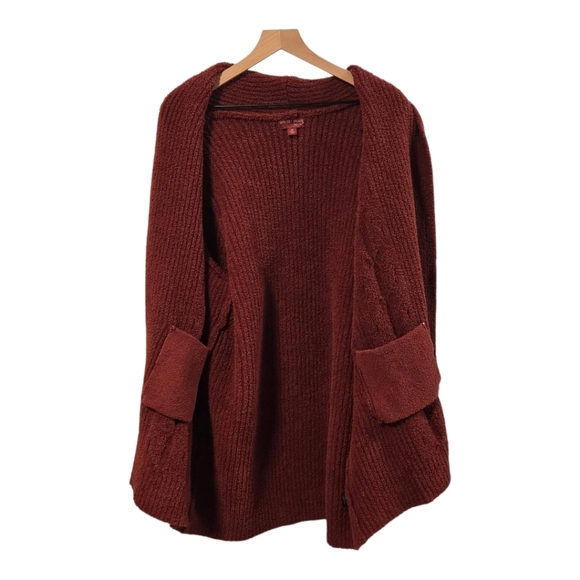 Barefoot Dreams CozyChic Cabin Cable Knit Open Front Red Cardigan Sweater 2X - Picture 5 of 8